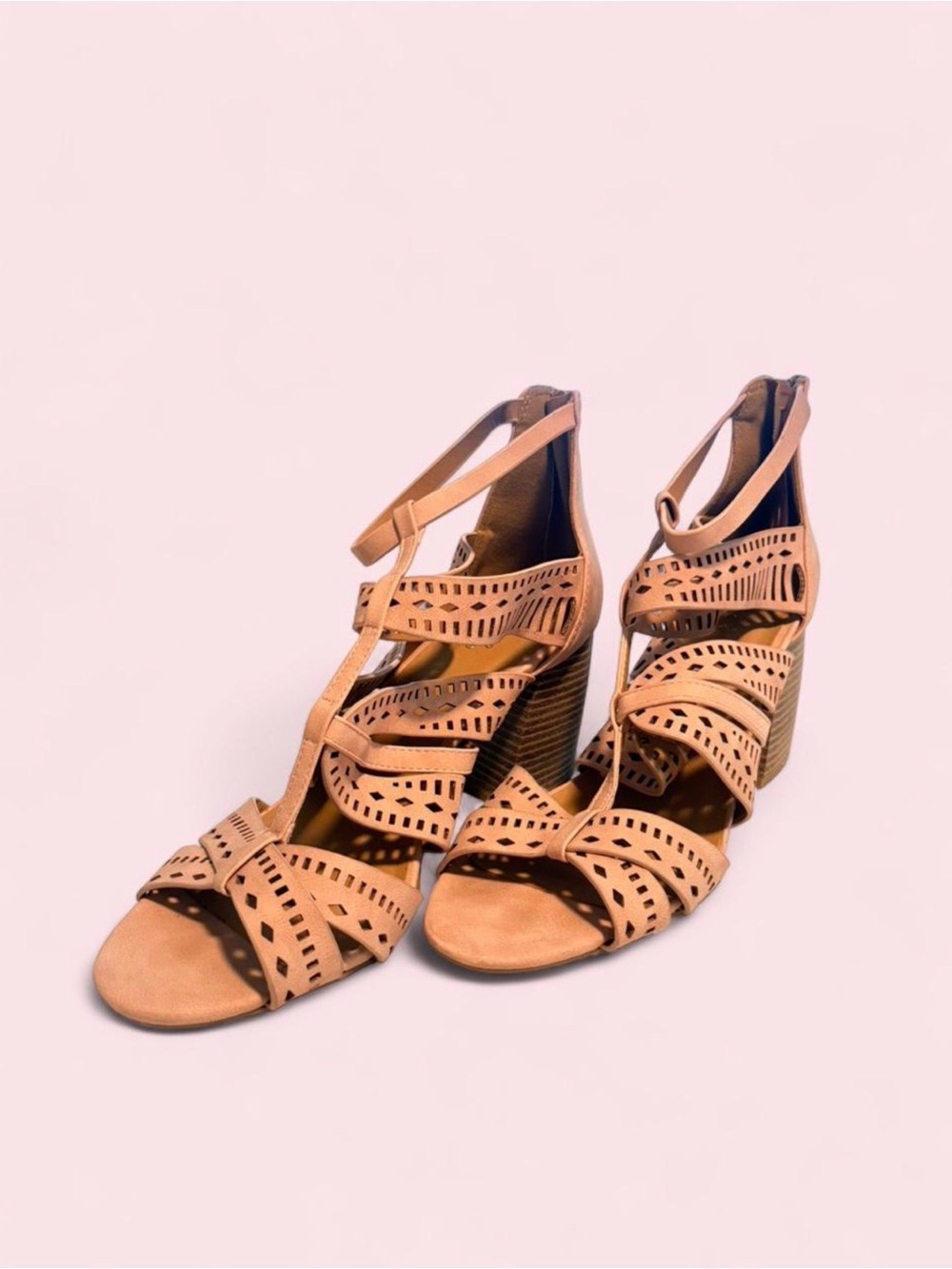dusty rose sandal wedge heels